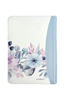 Image of Biblia RVR 1960 Letra Grande Tamaño Manual Primavera Azul Claro Símil Piel con Cierre