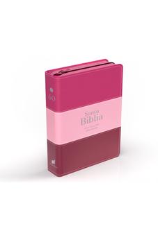 Biblia RVR 1960 Compacta Letra Grande 11 puntos Símil Piel Fucsia Rosado Rojo Granate con Cierre y Índice
