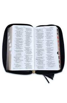Image of Biblia RVR 1960 Chequera Negro Beige Blanco Símil Piel con Índice y Cierre