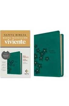 Biblia NTV Compacta Letra Gigante con Filament Símil Piel Turquesa Floral Letra Roja