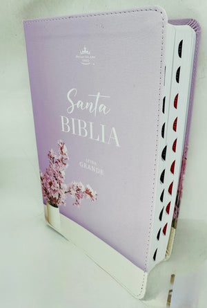 Biblia RVR 1960 Letra Grande Símil Piel Lila Jarrón