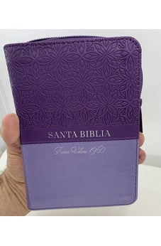 Biblia RVR 1960 Compacta Duotono Lila Símil Piel con Índice y Cierre