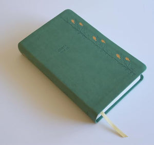 Biblia RVR 1960 Letra Gigante Símil Piel Verde con Pájaros Cantos Pintados