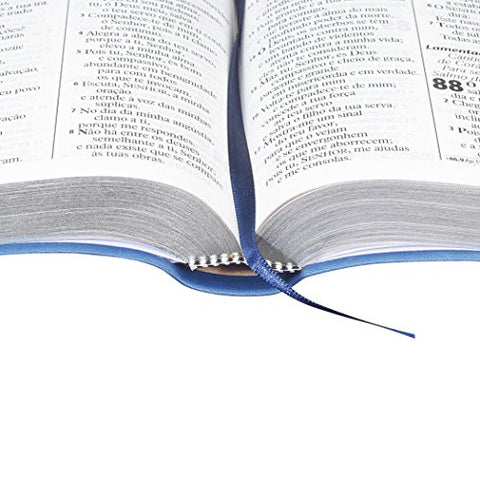 Image of Biblia Em Portugués RA065TILG Tapa Imitación Cuero Triotone Azul Índice Digital