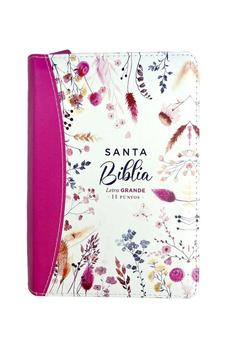 Image of Biblia RVR 1960 Letra Grande Tamaño Manual Primavera Fucsia Símil Piel con Cierre