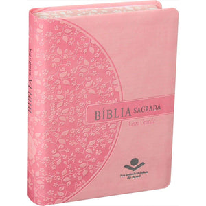 Biblia Em Portugués RA045LG Tapa Imitación Cuero Rosa Canto Florales