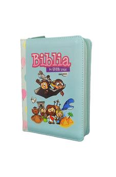 Biblia RVR 1960 para Niños mi Gran Viaje Turquesa Símil Piel con Índice y Cierre