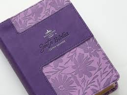 Image of Biblia RVR 1960 Letra Grande Tamaño Manual Bicolor Lila Lila Símil Piel