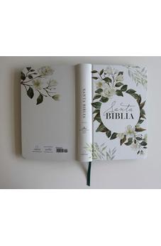 Biblia RVR 1960 Letra Grande Tamaño Manual Flores Blancas Tapa Dura
