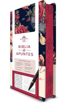 Biblia RVR 1960 de Apuntes Tapa Dura, Azul Oscuro con Flores (Edición Cantos Pintados)