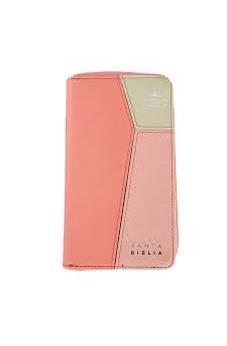Biblia RVR 1960 Chequera Azul Rosa Símil Piel con Cierre