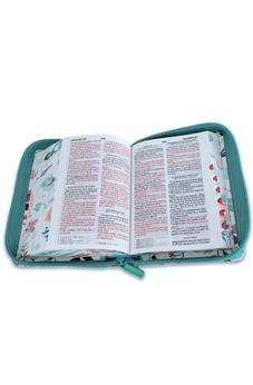 Biblia RVR 1960 Bolsillo Jardín Turquesa Símil Piel con Índice y Cierre