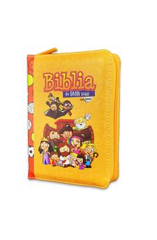 Biblia RVR 1960 para Niños mi Gran Viaje Naranja Símil Piel con Índice y Cierre