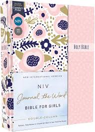 NIV, Journal the Word Bible for Girls, Double-Column, Hardcover, Pink, Magnetic Closure, Red Letter, Comfort Print: Reflect, Take Notes, or Create Art Next to Your Favorite Verses