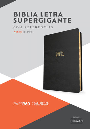Biblia RVR 1960 Súper Gigante Negro Símil Piel con Índice *IRREGULAR*