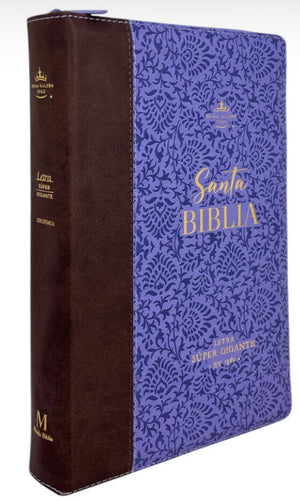 Biblia RVR 1960 Letra Súper Gigante Símil Piel Flores Lila Cierre Índice