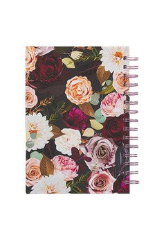 Diario Espiral Negro Floral Fuerte y Valiente Jos 1:9
