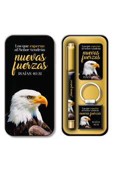 Pack Bolígrafo Llavero y Tarjeta en Caja Metálica Nuevas Fuerzas