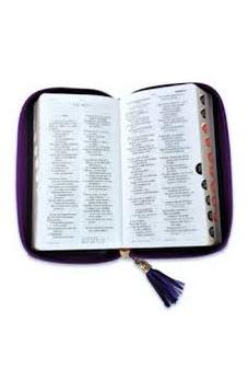 Image of Biblia RVR 1960 Chequera Lila  Gris Símil Piel con Índice y Cierre
