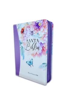 Biblia RVR 1960 Bolsillo Jardín Lila Símil Piel con Índice y Cierre