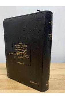 Biblia RVR 1960 Letra Grande Tamaño Manual Espada Negro Gris Símil Piel