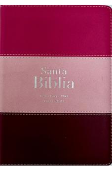 Image of Biblia RVR 1960 Compacta Letra Grande 11 puntos Símil Piel Fucsia Rosado Rojo Granate con Cierre y Índice