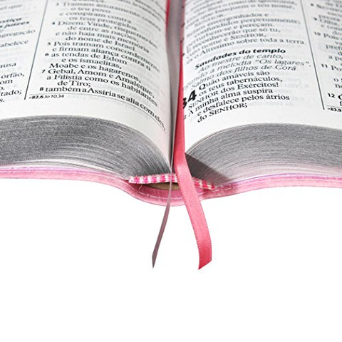 Image of Biblia Em Portugués RA065TILG Tapa Imitación Cuero Rosa Noble Índice Digital