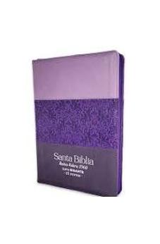 Biblia RVR 1960 Letra Gigante Tricolor Lila Morado Negro Símil Piel con Índice y Cierre