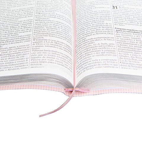Image of Biblia Em Portugués RA065TILG Tapa Imitación Cuero Rosa Claro Índice Digital