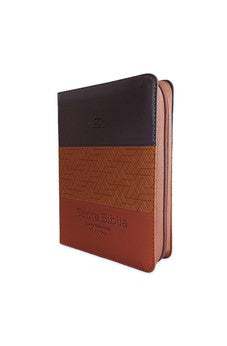 Biblia RVR 1960 Letra Grande Compacta 11 Puntos Tricolor Café Símil Piel con Índice con Cierre