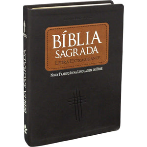 Biblia Em Portugués NTLH085TILEXG Tapa Imitación Cuero Marrón Ocuro Índice Digital