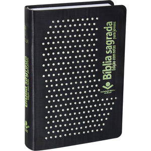 Biblia Em Portugués NTLH045BJ Tapa Imitación Cuero Negro Perforado Fosforescente
