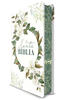 Biblia RVR 1960 Letra Grande Tamaño Manual Flores Blancas Tapa Dura