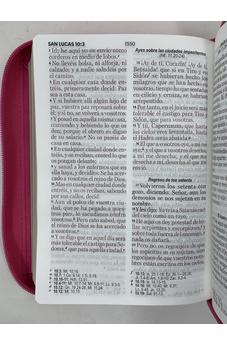 Biblia RVR 1960 Letra Grande Compacta 11 Puntos Símil Piel Fucsia Cierre