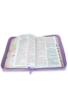 Image of Biblia RVR 1960 Letra Gigante 14 Puntos Manual Jardín Lila Cierre Índice