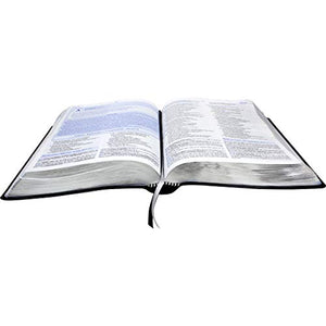 Biblia Em Portugués NA085BD Tapa Negro Canto Plateado Taco en Dos Colores