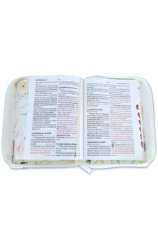 Biblia RVR 1960 Compacta Flores Blanco Símil Piel con Índice y Cierre