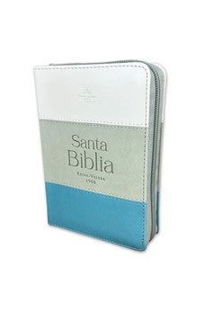 Biblia RVR 1960 Bolsillo Símil Piel Blanco Gris Turquesa