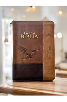 Biblia RVR 1960 Compacta Tricolor Café Águila Símil Piel con Índice y Cierre