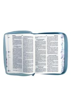 Image of Biblia RVR 1960 Letra Grande Tamaño Manual Primavera Azul Claro Símil Piel con Cierre