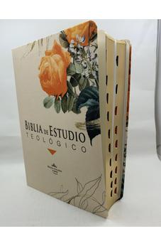 Biblia RVR 1960 de Estudio Teológico Flores Naranja con Índice
