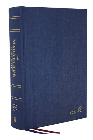 Image of NKJV MacArthur Study Bible 2nd Edition Cloth over Board Blue Comfort Print: Unleashing God's Truth One Verse at a Time