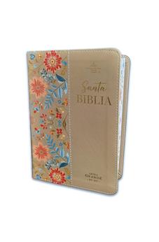 Biblia RVR 1960 Compacta Flroes Crema Símil Piel