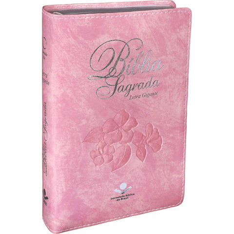 Image of Biblia Em Portugués RA065TILG Tapa Imitación Cuero Rosa Noble Índice Digital