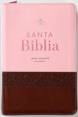 Biblia RVR 1960 Letra Gigante Tricolor Café Rosa Mariposas Símil Piel con Índice y Cierre