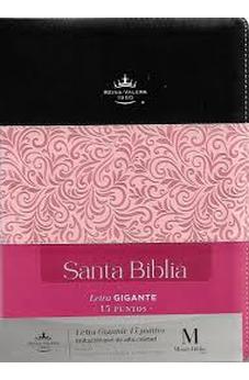 Image of Biblia RVR 1960 Letra Gigante Tricolor Negro Rosa Fucsia Símil Piel con Índice y Cierre
