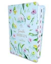 Biblia RVR 1960 Letra GrandeTamaño Manual Colección Supreme Turquesa con Flores Símil Piel