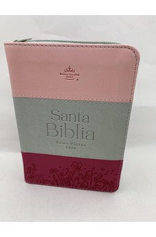 Biblia RVR 1960 Bolsillo Símil Piel Tricolor Rosa Gris Fucsia con Índice