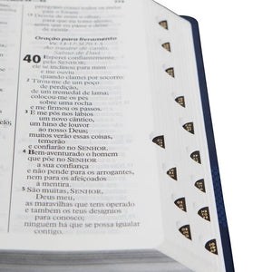 Biblia Em Portugués RA065TILG Tapa Imitación Cuero Azul Índice Digital