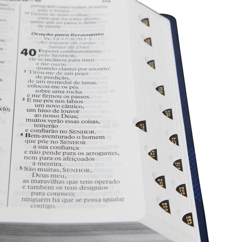 Image of Biblia Em Portugués RA065TILG Tapa Imitación Cuero Azul Índice Digital